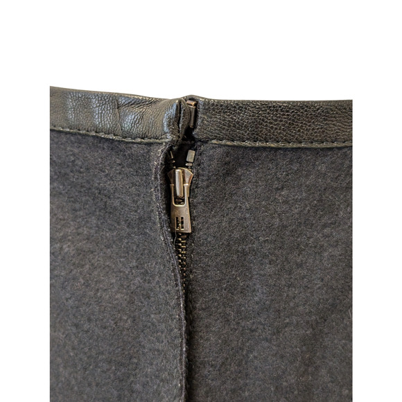 Hermes Black Wool Blend Leather Trim Pencil Skirt Size 42 US 10 - Picture 4 of 4